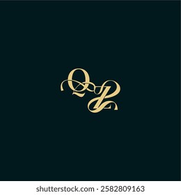 bold concept design elegant and curvy style monogram QZ wedding logo initial letter