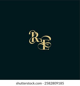 bold concept design elegant and curvy style monogram RE wedding logo initial letter