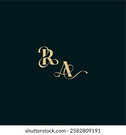 bold concept design elegant and curvy style monogram RA wedding logo initial letter