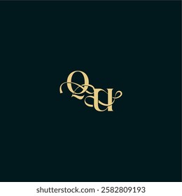 bold concept design elegant and curvy style monogram QU wedding logo initial letter