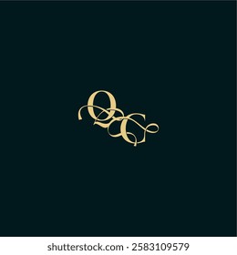 bold concept design elegant and curvy style monogram QC wedding logo initial letter