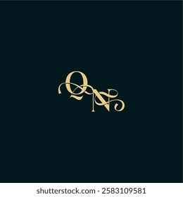 bold concept design elegant and curvy style monogram QN wedding logo initial letter