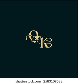 bold concept design elegant and curvy style monogram QK wedding logo initial letter