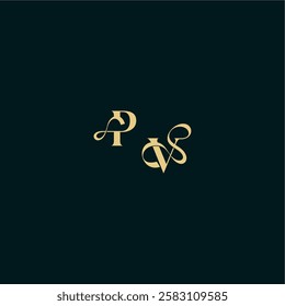 bold concept design elegant and curvy style monogram PV wedding logo initial letter