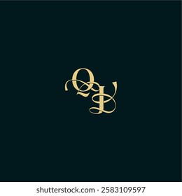 bold concept design elegant and curvy style monogram QJ wedding logo initial letter