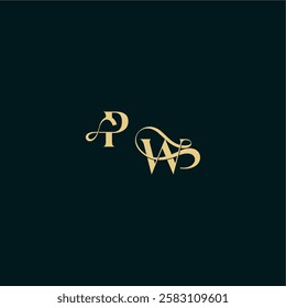 bold concept design elegant and curvy style monogram PW wedding logo initial letter