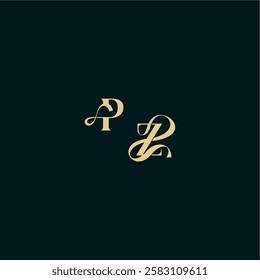 bold concept design elegant and curvy style monogram PZ wedding logo initial letter