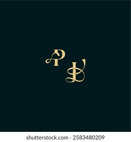 bold concept design elegant and curvy style monogram PJ wedding logo initial letter