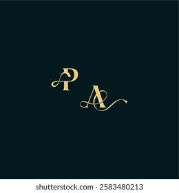 bold concept design elegant and curvy style monogram PA wedding logo initial letter