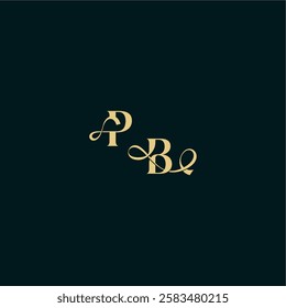 bold concept design elegant and curvy style monogram PB wedding logo initial letter