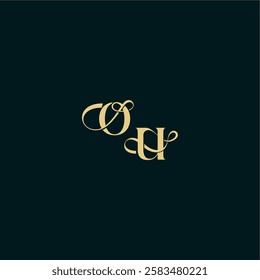 bold concept design elegant and curvy style monogram OU wedding logo initial letter