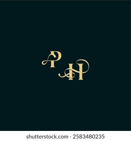 bold concept design elegant and curvy style monogram PH wedding logo initial letter