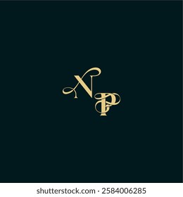 bold concept design elegant and curvy style monogram NP wedding logo initial letter