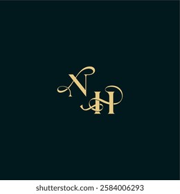 bold concept design elegant and curvy style monogram NH wedding logo initial letter