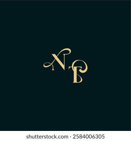 bold concept design elegant and curvy style monogram NT wedding logo initial letter