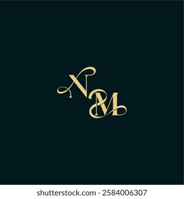 bold concept design elegant and curvy style monogram NM wedding logo initial letter