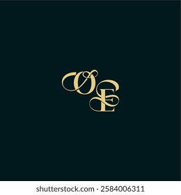 bold concept design elegant and curvy style monogram OE wedding logo initial letter