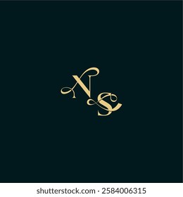 bold concept design elegant and curvy style monogram NS wedding logo initial letter