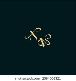 bold concept design elegant and curvy style monogram NV wedding logo initial letter