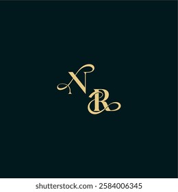 bold concept design elegant and curvy style monogram NR wedding logo initial letter