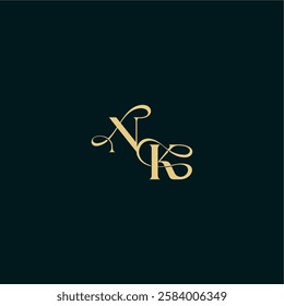 bold concept design elegant and curvy style monogram NK wedding logo initial letter