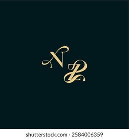 bold concept design elegant and curvy style monogram NZ wedding logo initial letter