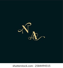 bold concept design elegant and curvy style monogram NA wedding logo initial letter