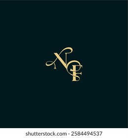 bold concept design elegant and curvy style monogram NF wedding logo initial letter