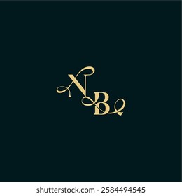 bold concept design elegant and curvy style monogram NB wedding logo initial letter