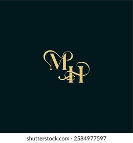 bold concept design elegant and curvy style monogram MH wedding logo initial letter