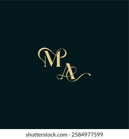 bold concept design elegant and curvy style monogram MA wedding logo initial letter