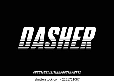 Bold condensed dasher or speed stripe font vector