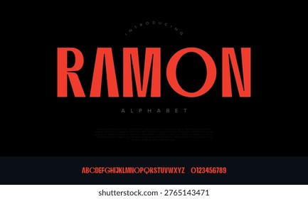 Bold Condensed Ramon Sans Serif Font Alphabet for High Fashion Magazine and Luxury Branding