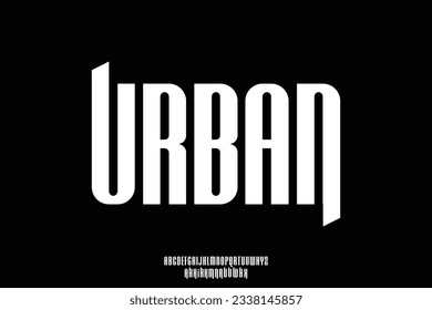 Bold condensed urban style typeface display font vector illustration