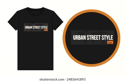 Bold and contemporary typography T-shirt design featuring urban street style elements. This graphic tee showcases edgy fonts and modern urban motifs, perfect for fashion-forward individuals looking to