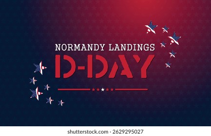 Bold contrast of red and black tones with American flag waves to create a strong and impactful D Day tribute.