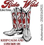 Bold cowboy boot illustration with the phrases 