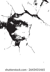 Textura de parede rachada em negrito com fraturas em preto e branco de alto contraste