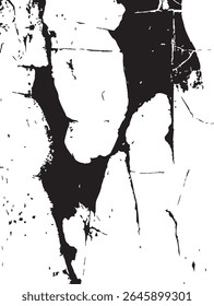 Textura de parede rachada em negrito com fraturas em preto e branco de alto contraste