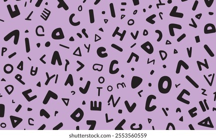 Bold Creative Alphabet themed Black and pink pattern vector art for digital print media and unique backgrounds 