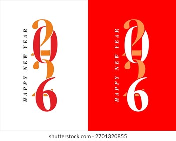 Layout de divisão vertical ousado e criativo para 2026 com contraste de cores vermelho e branco. Moderno, elegante e ideal para cartazes ou gráficos de mídia social. Design - Ilustração