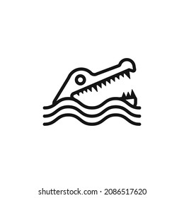 bold crocodile logo vector design template. outline caiman logo vector design illustration with simple, clean and unique styles. 