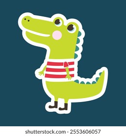 Bold crocodile sticker with playful design.