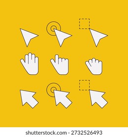 Bold Cursor Icon Bundle with High Contrast Modern Style for UI, UX, Web, and App Interface