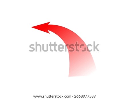 Bold curved arrow with red gradient texture, designed to symbolize war strategy and dynamic attack.