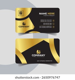 Bold Curved Black and Gold Business Card for Premium Brand Identity