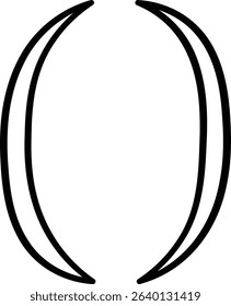 A bold, curved bracket with a hand-drawn style. The single arc line creates an elegant frame element. Cartoon vector illustration.