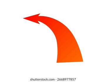 A bold, curved red arrow with a thick shape, symbolizing dynamic strategy and directional motion.