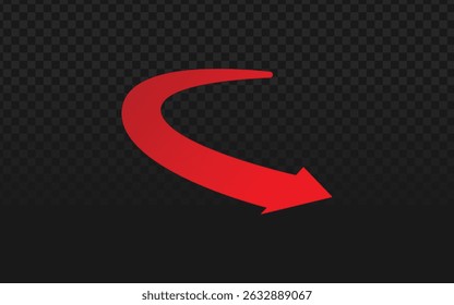 Bold curved red arrow vector, perfect for call-to-action designs, infographic highlights, or directional signage. Eye-catching and versatile for any project.