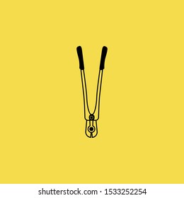 Bold Cutters icon isolated on Yellow Background. Construction Concept. - Vector
